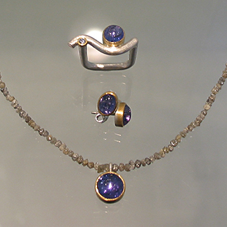 Set: Silber, Gold, Tansanit, Diamantkette