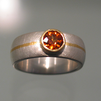 Ring: Silber, Gold, Feingold, Mandaringranat