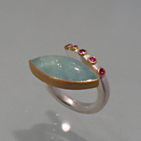 Ring: Silber, Gold, Aquamarin, Rubine