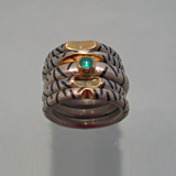 Ringe: Silber, Gold 750/ooo, Niello, Smaragd