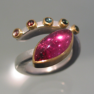 Ring: Silber, Gold, Turmaline