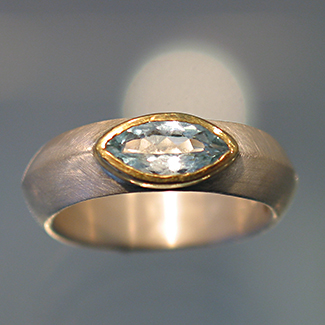Ring: Silber, Gold, Aquamarin